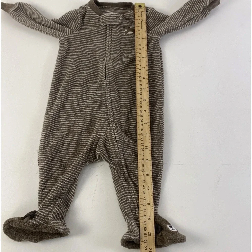 Carters Baby Boy 6M Brown Striped Dog Footed Sleeper Pajamas‎ 1I507710